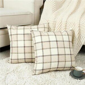 18x18 Fall Buffalo Check Pillow Covers, Farmhouse Plaid Cushion Covers, Set of 2